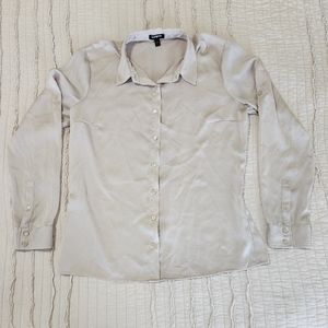 Express Women's Long Sleeve Button Down Top, Size M, Cream